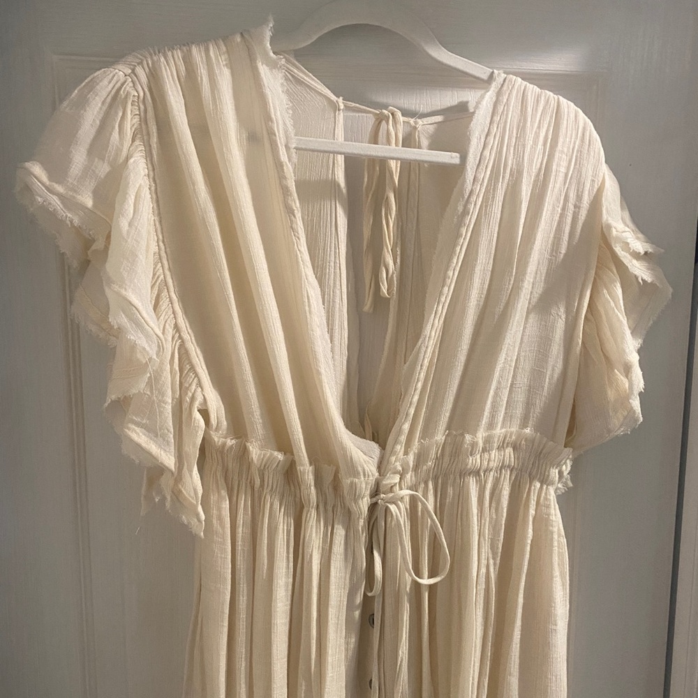 Peach Love Maxi Flowy Dress with Waist Tie